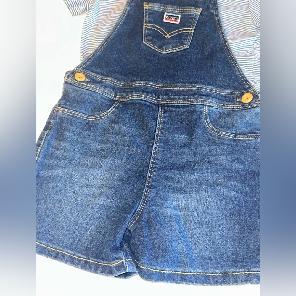Toddler Levi's Blue Denim Overalls - Picture 4 of 7
